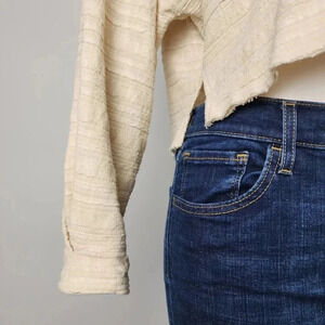 Free People We The Free Calissa Hacci Cream Long Sleeve  Crop Top Size S